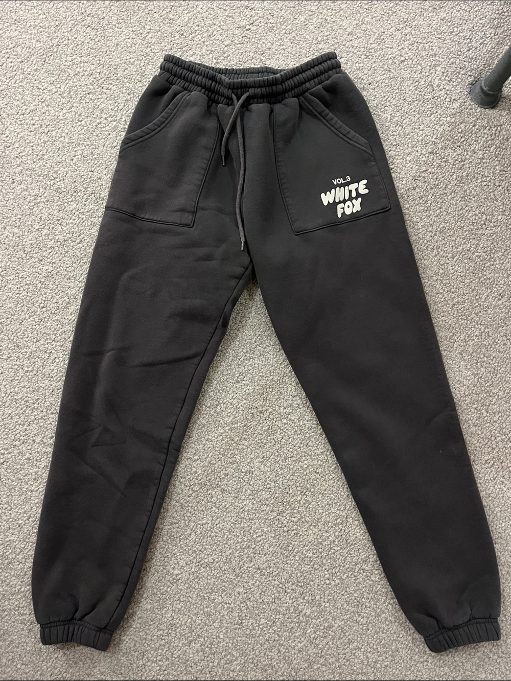 WHITE FOX Dark Gray Logo Cuffed Sweatpants